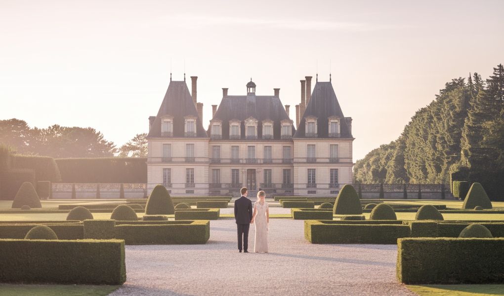 chateau-historique-jardin-pelouse-couple