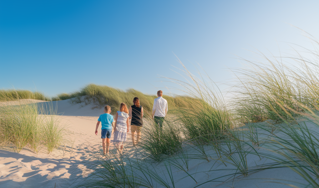 dunes-herbe-famille-ciel-bleu