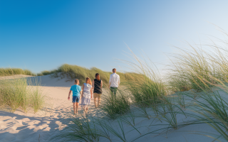 dunes-herbe-famille-ciel-bleu