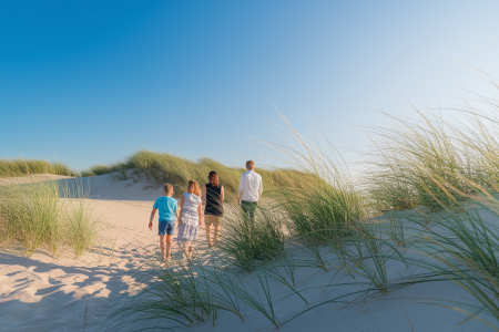 dunes-herbe-famille-ciel-bleu