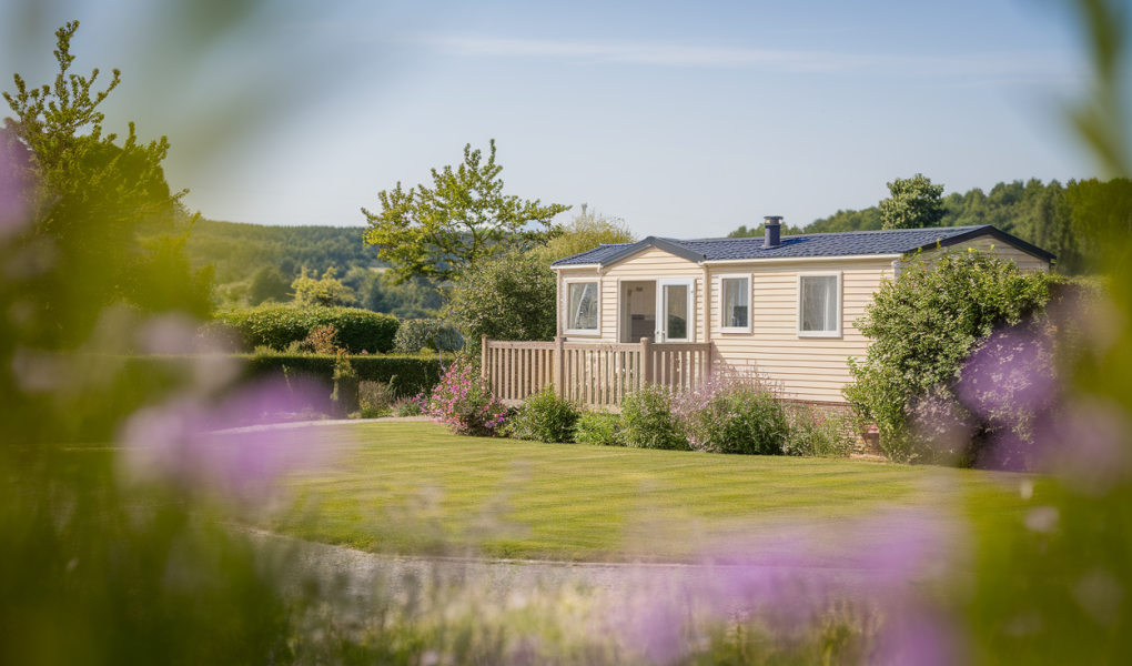 mobile-home-campagne-fleurs-verdure