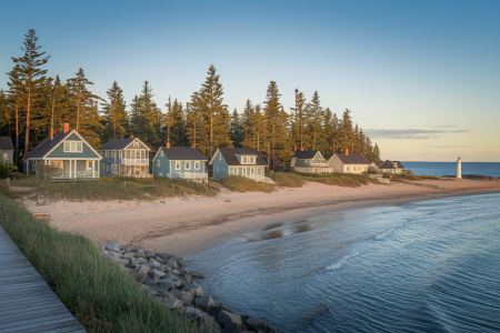 village-cotier-maisons-pins-plage-phare