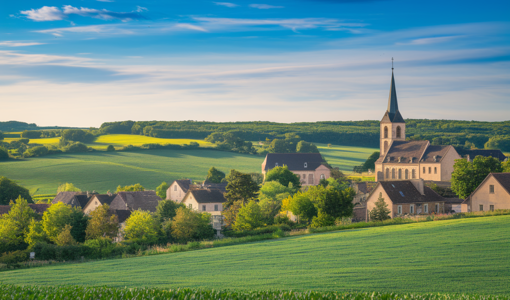 village-sarthe-champs-collines-clocher