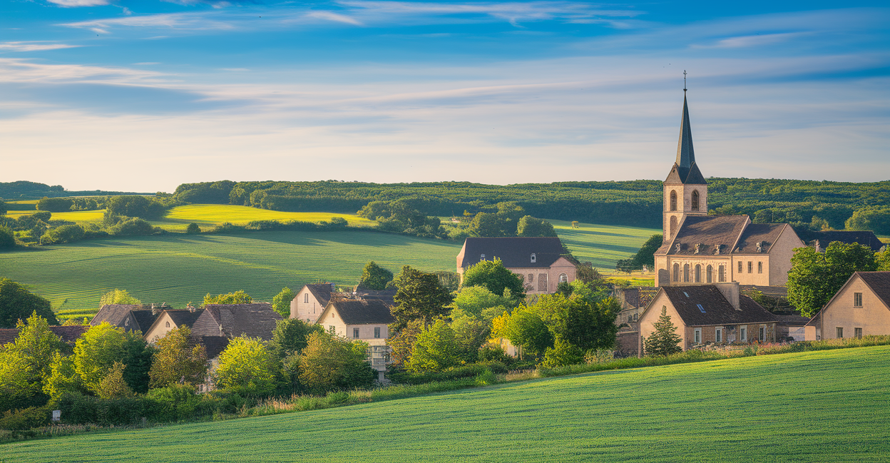 village-sarthe-champs-collines-clocher