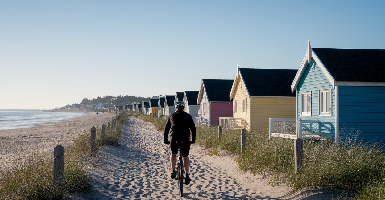 ville-cotiere-cycliste-plage-cabines