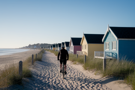 ville-cotiere-cycliste-plage-cabines