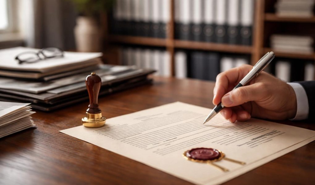 bureau-documents-sceau-officiel-signature