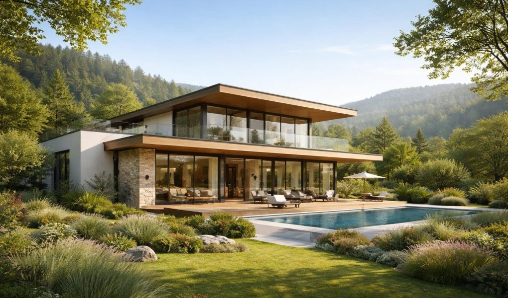 maison-moderne-paysage-verdoyant-façade