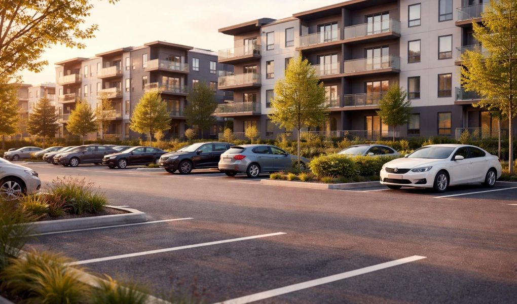 appartements-modernes-parking-voitures-lumiere-douce