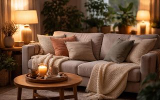 salon-confortable-coussins-canape-lampe-plantes