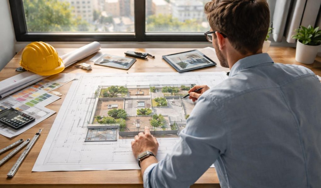 architecte-plans-outils-tablette-fenetre