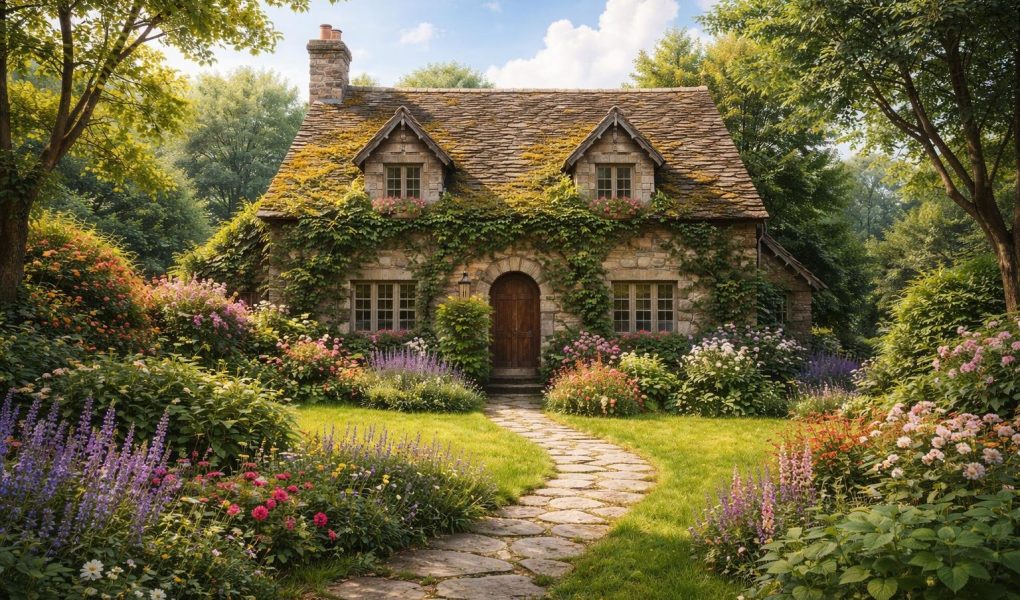 maison-pittoresque-ancienne-verdure-luxuriante