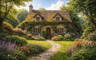 maison-pittoresque-ancienne-verdure-luxuriante