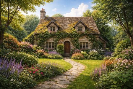 maison-pittoresque-ancienne-verdure-luxuriante